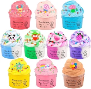 10 Pack Cloud Slime Kit with Blue Cake Fruits Animals, and Pink Games... - Picture 1 of 6