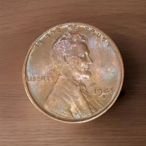 1941 S Lincoln Wheat Penny, Uncirculated, BU, Luster, Great Toning - Picture 1 of 5