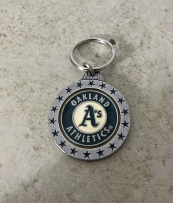 Oakland Athletics A's 3-D Metal Key Chain MLB Licensed Baseball (Round) - Image 1 of 3