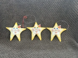 3 Pappmaché Weihnachtsstern Christbaumschmuck anthropomorph 3,5 x 3,5 cm - Bild 1 von 9