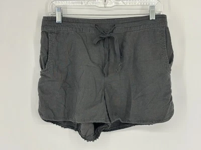 Pantalones Cortos Caslon Gris Mezcla de Lino Encaje Recortado Cordón Corbata Para Mujer Talla Mediana Foto 1 de 4