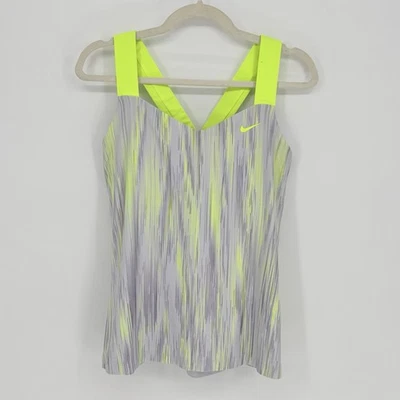 Camiseta sin mangas Nike Dri Fit para mujer GRANDE gris amarillo cruzada espalda con sujetador incorporado Foto 1 de 4