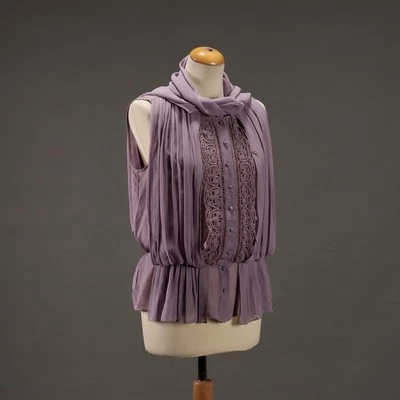 Luisa Spagnoli Blouse Silk UK Size 10 with Stole Lace Second Hand Original - Image 1 of 4