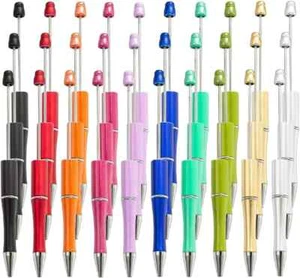 30Pcs Beadable Pens Bulk, Plastic Bead Pen Black Ink Ballpoint Pens, Diy Teacher - Picture 1 of 2
