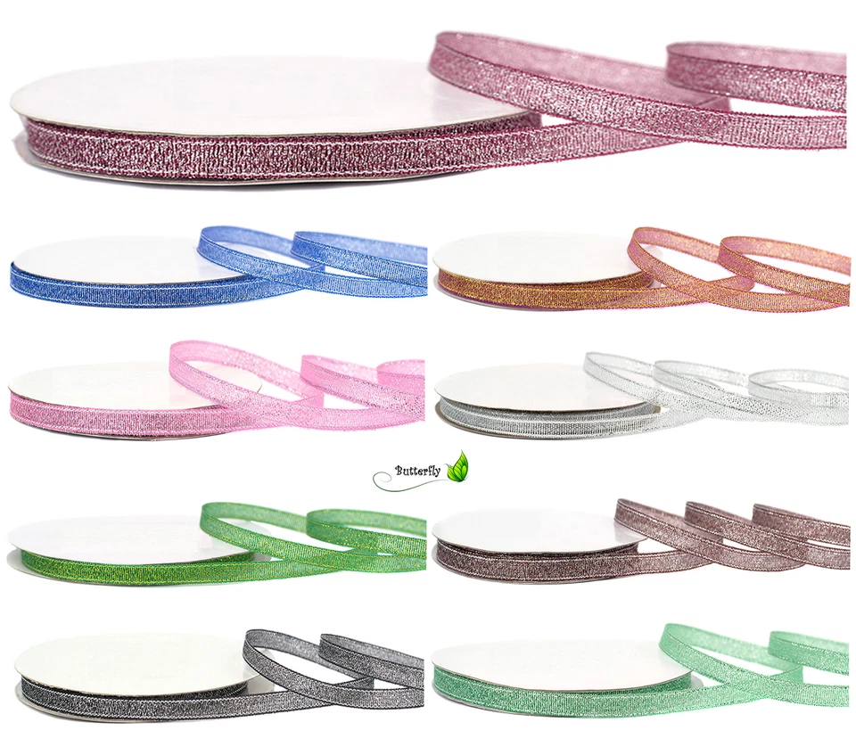 32m Lurexband 6mm Brokatband Deko Glitzer Glitter Schleifenband Geschenkband 5mm - Bild 1 von 1