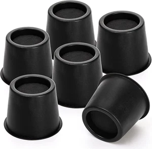 6 Pack round Bed Risers, 4 Inch Furniture Raising Blocks, Black Non-Slip Pads - Picture 1 of 12
