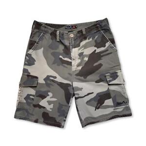 Quicksilver Y2K camouflage khaki green canvas cotton shorts 34" waist