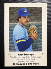 1985 Milwaukee Brewers Police Baseball Card #41-Ray Searage Menominee Falls