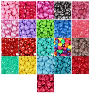10 x Hearts Pony Beads 18mm Valentines Necklace Bracelet Making DIY Crafts Heart - Picture 1 of 24
