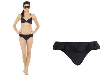 Splendid Bayside Pantalón con Volantes Sólidos Negro Bikini Parte Inferior Traje de Baño Nuevo SP5382 Pequeño Foto 1 de 4