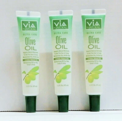 Aceite de oliva VIA NATURAL Ultra Care cabello y cuero cabelludo y cabello seco quebradizo 1,5 oz 3 tubos Foto 1 de 3