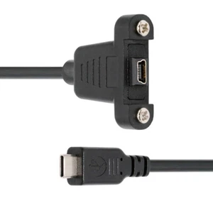 USB2.0 Mini 5Pin Female to Type-C USB-C Male 480Mbps Data with Panel Mount Holes - Picture 1 of 8