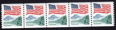 Scott #2280a Flag Over Yosemite Plate # Coil (PNC5) of 5 Stamps - MNH P#9 - Image 1 of 2