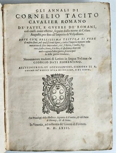 1563 TACITUS ROMAN HISTORY antique VELLUM Gli annali de fatti e guerre de Romani - Imagen 1 de 7