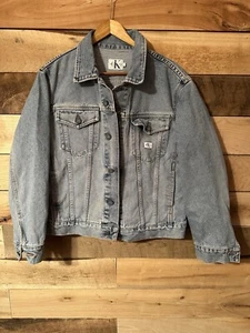 Vintage Calvin Klein Women's Size Large Jean Jacket Trucker Denim 90s CK USA - Picture 1 of 7