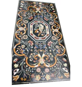 60" x 36" Marble Dining Table Top Semi Precious Stones Inlay Handmade Art Work - Picture 1 of 2
