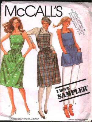 Vintage McCalls Sewing Pattern Misses Butcher Apron Pockets CUT OOP Sew 1980's - Image 1 of 2