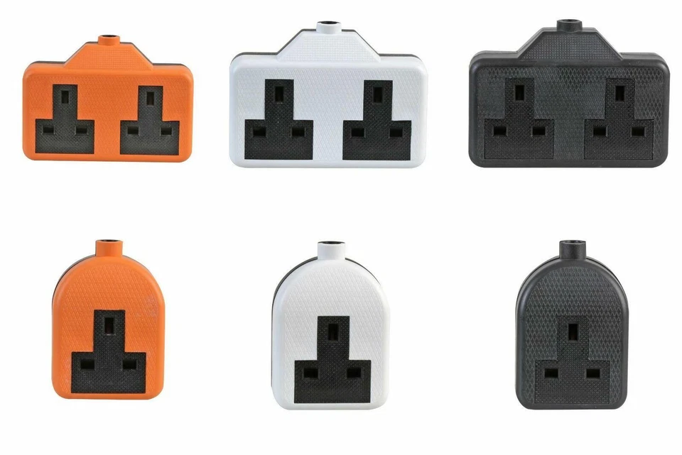Durable Extension Lead Plug Socket 1 2 Gang 13 Amp Multi Purpose 13A Plastic - Image 1 of 1