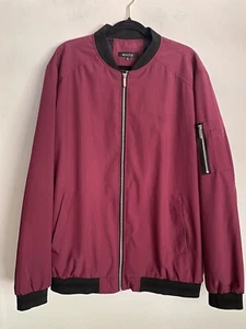 Wulful Men’s Burgundy Full Zip Softshell Bomber Flight Casual Jacket Size XL - Picture 1 of 10