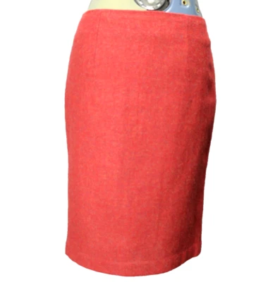 Falda lápiz Willi Smith mezcla lana hasta la rodilla cremallera trasera abertura forrada roja 6 Foto 1 de 4