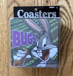 Vintage 1996 Warner Bros Looney Tunes Cartoon Coaster Set (4) Bugs Bunny - Picture 1 of 3