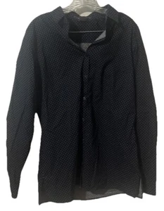 Eddie Bauer Sz TL large Wrinkle-Free Easy-Fit black polka-dot Button Up top 936 - Picture 1 of 6