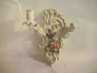 MEISSEN DRESDEN DOBLE VELA APLIQUE PARED PORCELANA ALEMANIA DRESDEGO ROSAS ROSAS ROSAS Foto 1 de 4