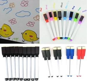 Marcadores de pizarra blanca magnéticos de 8 colores bolígrafos borrador en seco negro pizarra blanca de fácil limpieza - Imagen 1 de 13