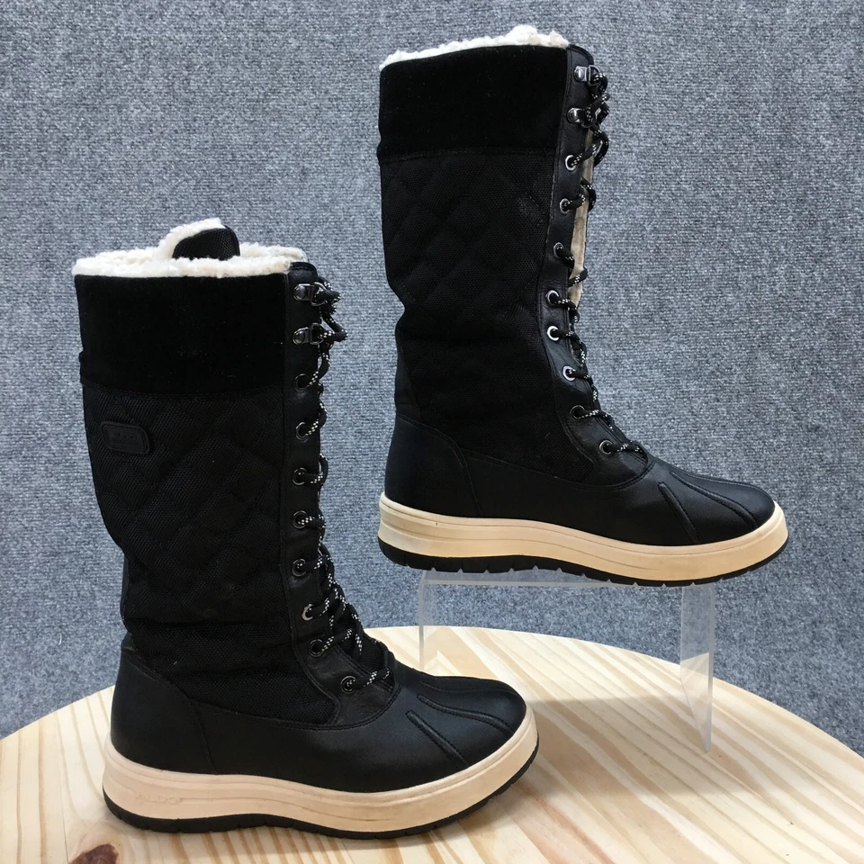 Botas de invierno impermeables Aldo para mujer 6,5 Kozy negras de imitación de cuero medio Foto 1 de 4