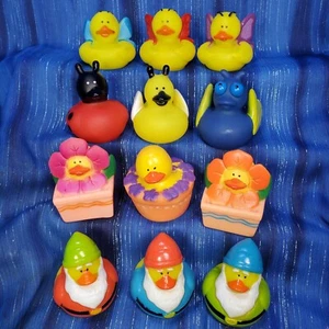 Fun Flock! 12 Garten Gummienten Wichtel Schmetterling Blumen Käfer NEU - Bild 1 von 5