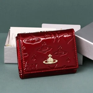 Vivienne Westwood Tri-fold Wallet Red Enamel Orb Outlet MINT With BOX - Picture 1 of 10