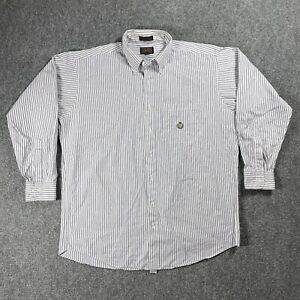 VINTAGE Ralph Lauren Chaps Oxford Dress Shirt Mens XL 17 Button Down Striped USA