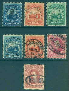 COSTA RICA 1863-1889 Early Classics ½r - 10c group of POSTMARKS - Picture 1 of 2