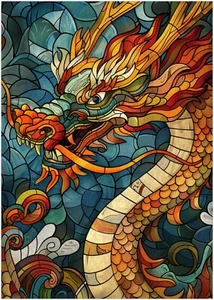Rompecabezas de dragón chino vitral 300/500/1000 piezas - Imagen 1 de 3