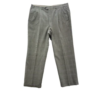 Chaps Ralph Lauren Pants Men 38x29.5 Gray Plaid Houndstooth Wool Corpcore Canada - Picture 1 of 12