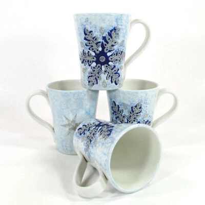 Target Home WINTER FROST SNOWFLAKE 12oz Mug Set Christmas Italy Ceramiche Umbre - Image 1 of 4