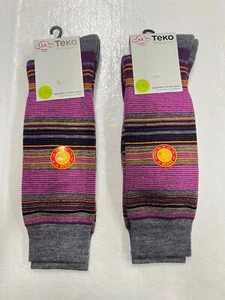 DAMEN TEKO WINTER STREIFEN LILA MERINO SOCKEN (2ER-PACK) L/XL 9,5+ - Bild 1 von 3