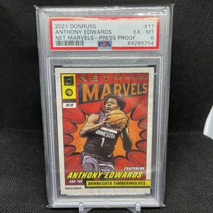 2021-22 Anthony Edwards Donruss Net Marvels Press Proof PSA 6 
