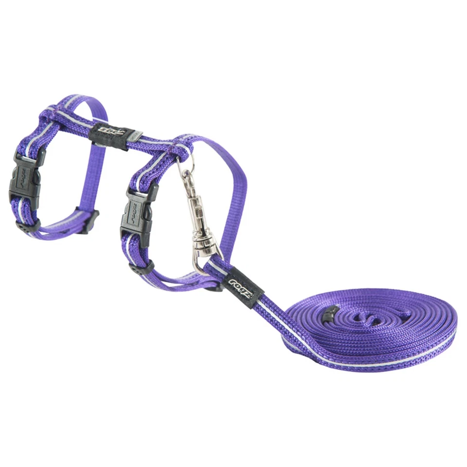 Rogz Alleycat Harness & Lead Set Purple 8mm