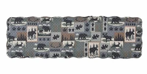 WOODLAND FOREST Bear & Moose 51" x 14" Quilted Table Runner, by DeLeon - Picture 1 of 1