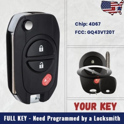 Llavero remoto abatible actualizado para Toyota Sienna Highlander Tacoma GQ43VT20T -4D67 Foto 1 de 4