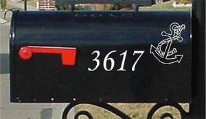 Maritimer Anker & personalisierte Briefkastennummern individuelle Briefkastennummernaufkleber  - Bild 1 von 1