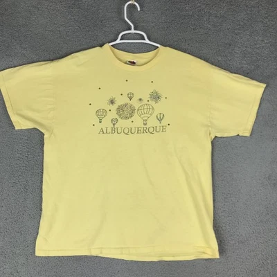 Camisa Albuquerque Para Hombres XL Amarilla Globo Aire Caliente Fuegos Artificiales Gráfico Camiseta Recuerdo Foto 1 de 4