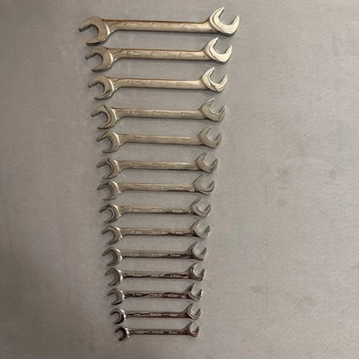 Snap On 14 Pc Metric Flank Drive Plus Angle Head Open End Wrench Set (10-27mm) - Image 1 of 4