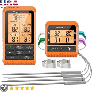 Wireless Meat Thermometer 4 Probes RF Connection Smart Alerts Easy Read Display - Picture 1 of 10