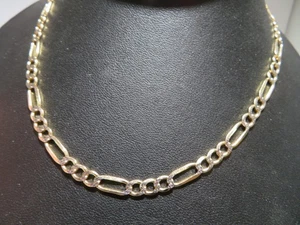 CADENA DE ESLABONES FIGARO 3+1 ORO MACIZO BICOLOR 14K - Imagen 1 de 11