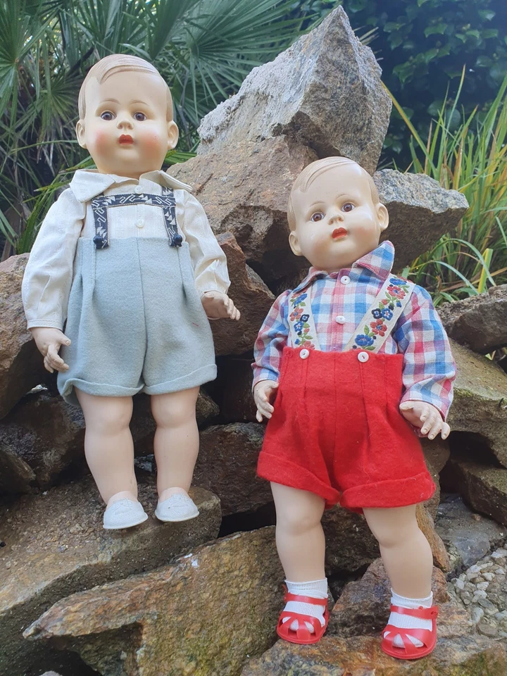 Petits garcons jumeaux en celluloïd Minerva Buschow und Beck 1920-30. -36 cm - Photo 1/4