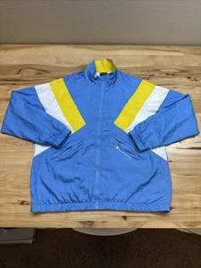 Champion Blue Gold Vintage Warm Up Nylon Colorblock Light Track Jacket Size XL - Bild 1 von 5