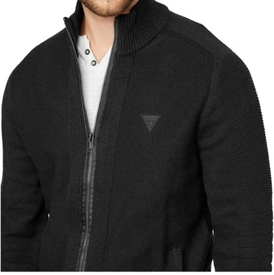 Guess Men's Sweater Full-Zip Long Sleeve Black knit Outwear Casual Size Small - Image 1 of 4