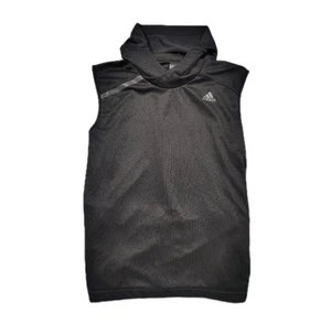 Adidas Sleeveless Hoodie Vest XL Black Jacket Pockets Shooter Reflective Strip - Picture 1 of 12